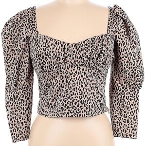 Zara Puff Sleeve Crop Blouse in cheetah print Size M